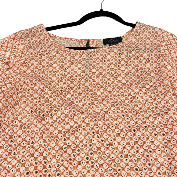 Pretty orange, white and brown patterned short sleeve top - Picture 3 of 5
